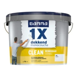 GAMMA Muurverf 1x Dekkend Clean Wit 10 Liter