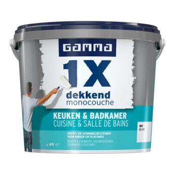 GAMMA Muurverf 1x Dekkend Badkamer & Keuken Wit 5 Liter 3 GAMMA Muurverf 1x Dekkend Badkamer & Keuken Wit 5 Liter