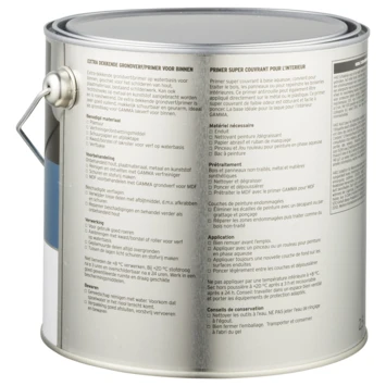 GAMMA Grondverf Binnen Extra Dekkend 2,5 L Wit 4 GAMMA Grondverf Binnen Extra Dekkend 2,5 L Wit - Afbeelding 2