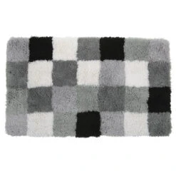 GAMMA Badmat Blok Zwart Met Grijs 60x90 Cm